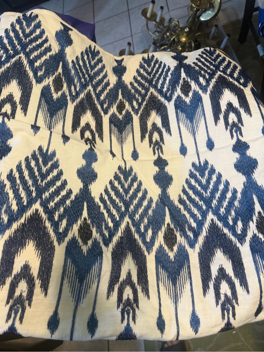 Blue and White Geometric Accent 3 Pillow cover and table runner